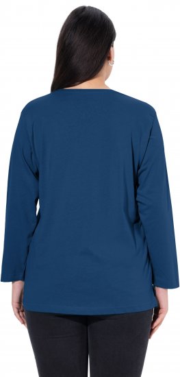 Ulla Popken Back To Basics V-Neck Relaxed Fit Cotton Tee Dark Blue - Trička - 