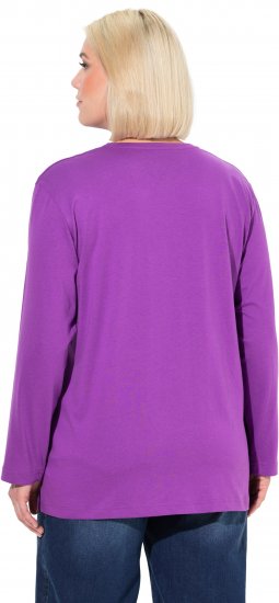 Ulla Popken Back To Basics V-Neck Relaxed Fit Cotton Tee Purple - Trička - 