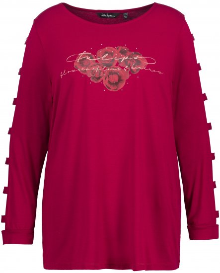 Ulla Popken Rhinestone Accent Statement Cutout Sleeve Stretch Knit Top Wine Red - Potištěná trička pro ženy - 