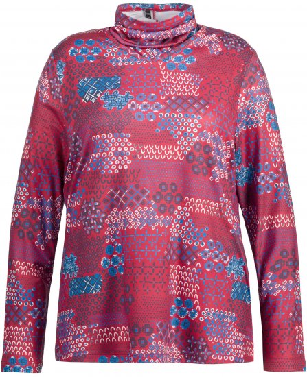 Ulla Popken Graphic Print Recycled Polyester Quick Dry Stretch Top Salsa Red - Potištěná trička pro ženy - 