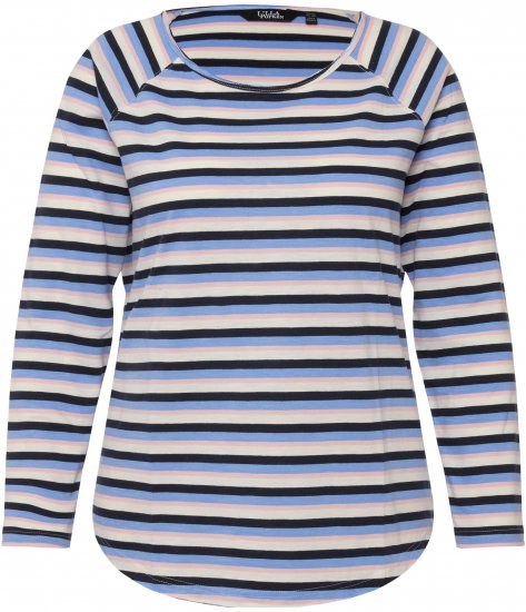 Ulla Popken Striped A-Line Long Sleeve Tee Navy Blue - Potištěná trička pro ženy - 