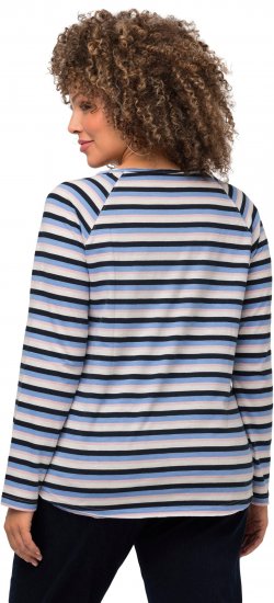 Ulla Popken Striped A-Line Long Sleeve Tee Navy Blue - Potištěná trička pro ženy - 