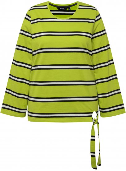 Ulla Popken Striped Hem Long Sleeve Tee Apple Green - Potištěná trička pro ženy - 