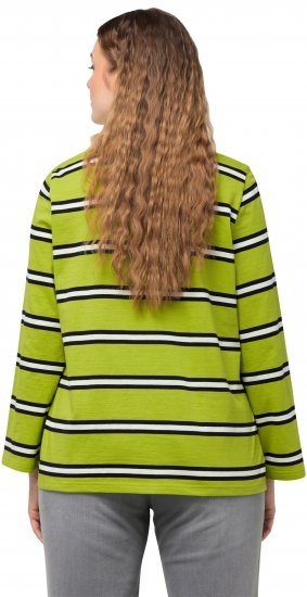 Ulla Popken Striped Hem Long Sleeve Tee Apple Green - Potištěná trička pro ženy - 
