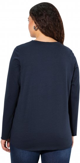 Ulla Popken Star Long Sleeve Graphic Tee Navy Blue - Potištěná trička pro ženy - 