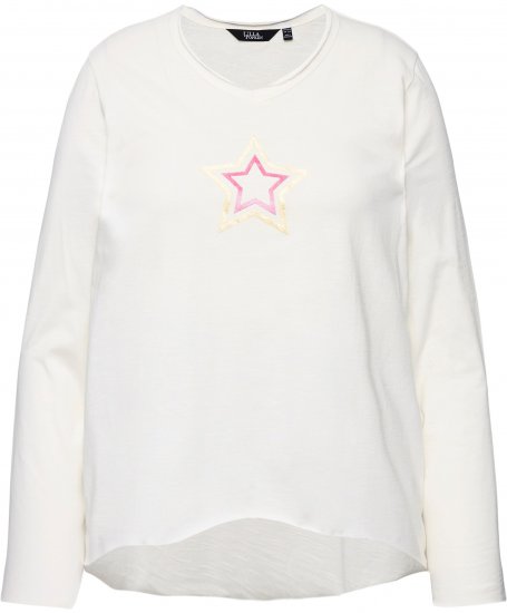 Ulla Popken Star Long Sleeve Graphic Tee Off-White - Potištěná trička pro ženy - 
