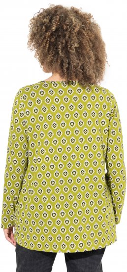 Ulla Popken Allover Graphic Long Sleeve Tee Avocado Green - Potištěná trička pro ženy - 