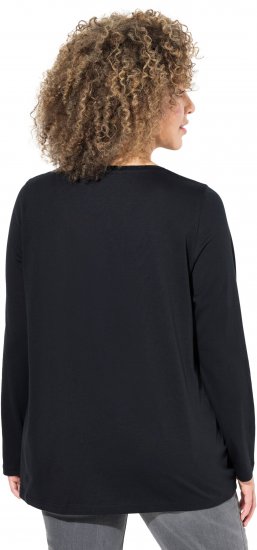 Ulla Popken Puppy Graphic Christmas Long Sleeve T-Shirt Black - Trička - 