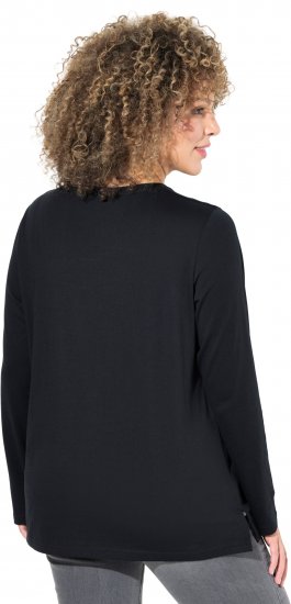 Ulla Popken Metallic Graphic Holiday Tee Black - Potištěná trička pro ženy - 