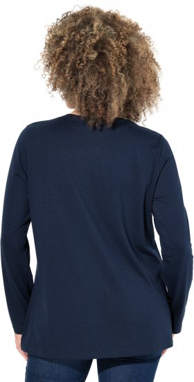 Ulla Popken Metallic Graphic Holiday Tee Navy - Potištěná trička pro ženy - 