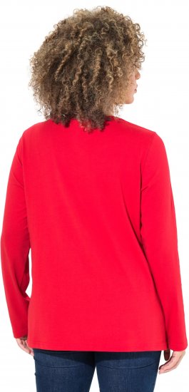 Ulla Popken Metallic Graphic Holiday Tee Salsa Red - Potištěná trička pro ženy - 