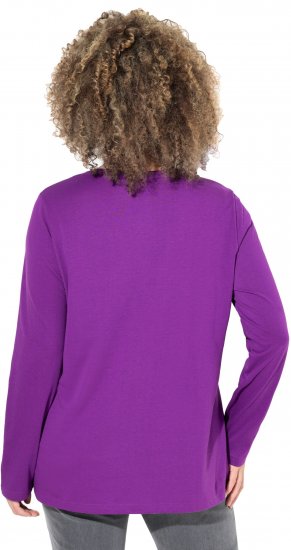 Ulla Popken Metallic Graphic Holiday Tee Dark Purple - Potištěná trička pro ženy - 