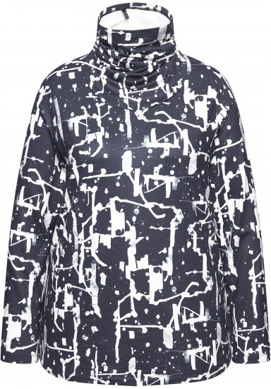 Ulla Popken Quick Drying Abstract Print Tee Black - Potištěná trička pro ženy - 
