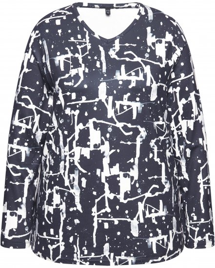 Ulla Popken Quick Drying Abstract Print Tee Black - Potištěná trička pro ženy - 