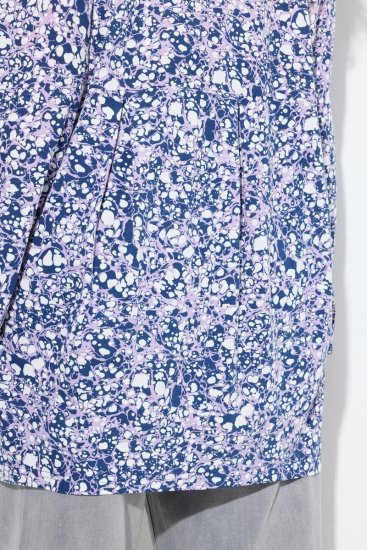 Ulla Popken Allover Printed Pleated Long Sleeve Tee Dark Blue - Potištěná trička pro ženy - Dámská trička s potiskem
