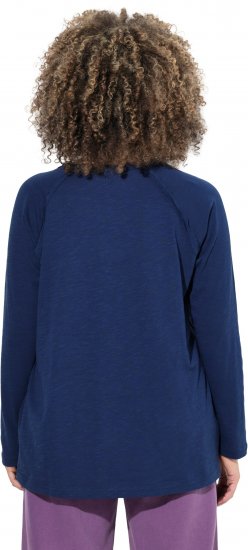 Ulla Popken Inverted Seam Long Sleeve Graphic Tee Ink Blue - Trička - 