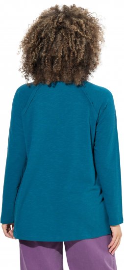 Ulla Popken Inverted Seam Long Sleeve Graphic Tee Teal - Potištěná trička pro ženy - 
