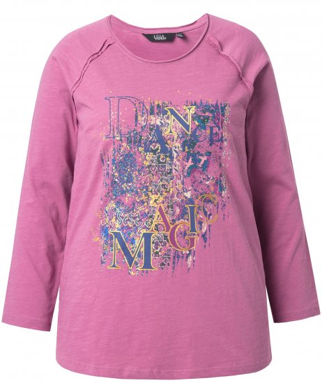 Ulla Popken Inverted Seam Long Sleeve Graphic Tee Dark Rose - Potištěná trička pro ženy - 