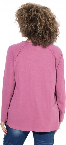 Ulla Popken Inverted Seam Long Sleeve Graphic Tee Dark Rose - Potištěná trička pro ženy - 