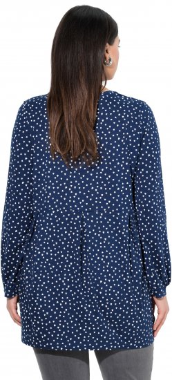 Ulla Popken Pleated Confetti Print Long Sleeve Tee Ink Blue - Potištěná trička pro ženy - 