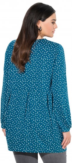 Ulla Popken Pleated Confetti Print Long Sleeve Tee Teal - Potištěná trička pro ženy - 