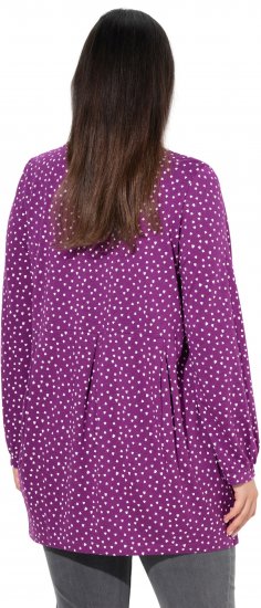 Ulla Popken Pleated Confetti Print Long Sleeve Tee Light Plum - Potištěná trička pro ženy - 