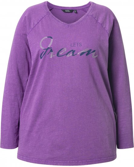 Ulla Popken Dream Rhinestone Lettering Long Sleeve Tee Light Plum - Potištěná trička pro ženy - 