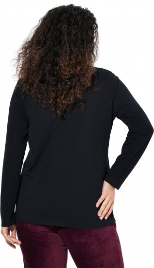 Ulla Popken Motivational Graphic Long Sleeve Tee Black - Potištěná trička pro ženy - 