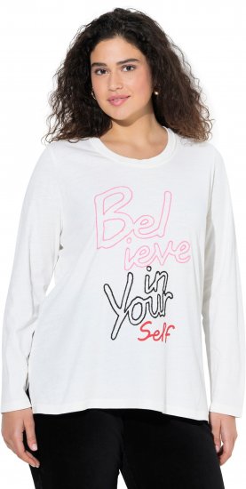 Ulla Popken Motivational Graphic Long Sleeve Tee Off-White - Potištěná trička pro ženy - 
