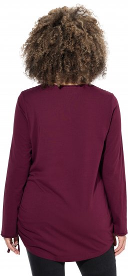 Ulla Popken Your Story Sequined Long Sleeve Tunic Tee Dark Ruby - Potištěná trička pro ženy - 
