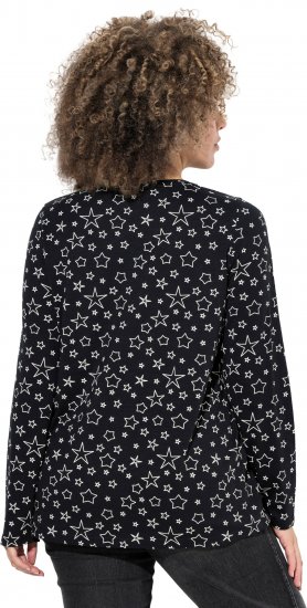 Ulla Popken Allover Printed Long Sleeve Tee Black - Potištěná trička pro ženy - 
