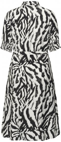 Kaffe Curve Alia Shirt Dress Black Chalk Animal - Midi šaty - 