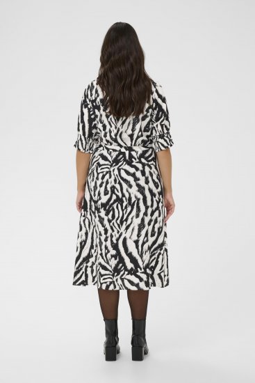 Kaffe Curve Alia Shirt Dress Black Chalk Animal - Midi šaty - 