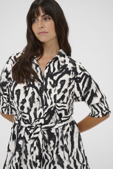 Kaffe Curve Alia Shirt Dress Black Chalk Animal - Midi šaty - 