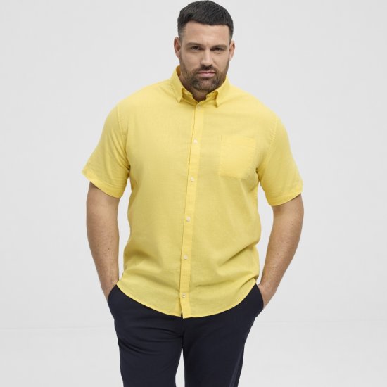 North Latitude Shirt Linen Cotton Short Sleeve Yellow - Košile - Košile 2XL-10XL