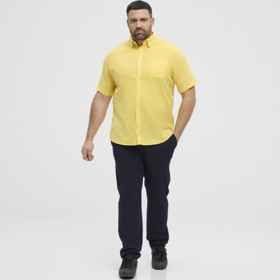 North Latitude Shirt Linen Cotton Short Sleeve Yellow - Košile - Košile 2XL-10XL