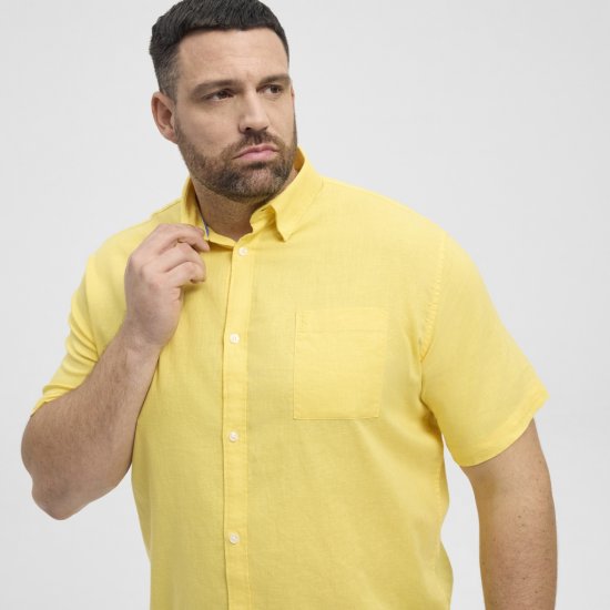 North Latitude Shirt Linen Cotton Short Sleeve Yellow - Košile - Košile 2XL-10XL