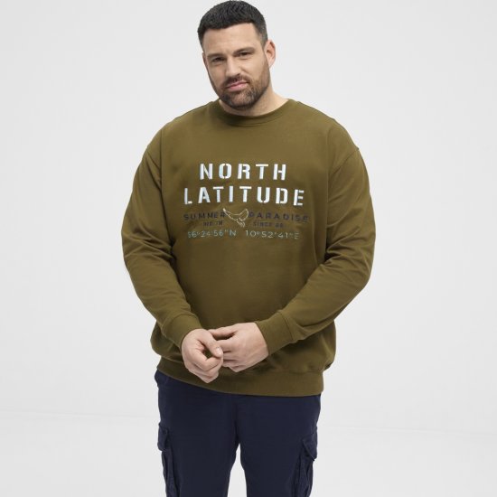 North Latitude Sweatshirt Army Green TALL - PÁNSKÉ OBLEČENÍ MT-6XLT - TALL-velikosti