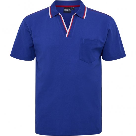North Latitude Polo Pique V-Neck Blue - Polokošile - Polokošile 2XL-8XL - Trička s límečkem 2XL-8XL