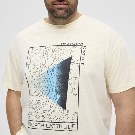 North Latitude T-shirt Printed Short Sleeve Off-White - Trička - Trička nadměrné velikosti - 2XL-14XL