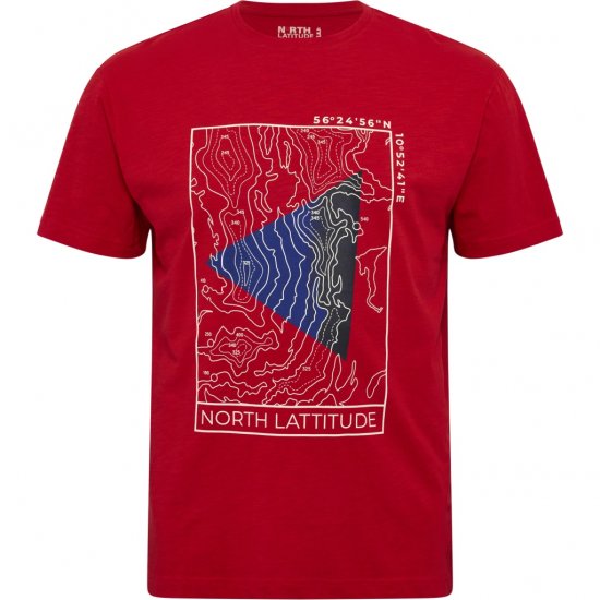 North Latitude T-Shirt Printed Short Sleeve Red - Trička - Trička nadměrné velikosti - 2XL-14XL
