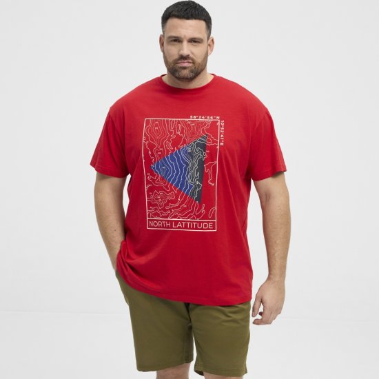 North Latitude T-Shirt Printed Short Sleeve Red - Trička - Trička nadměrné velikosti - 2XL-14XL