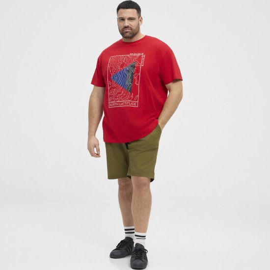 North Latitude T-Shirt Printed Short Sleeve Red - Trička - Trička nadměrné velikosti - 2XL-14XL