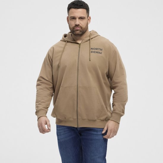 North Latitude Hoodie with Zipper Dark Sand TALL - TALL mikiny - 