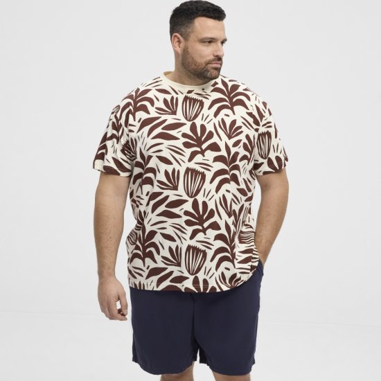 North Latitude T-Shirt Printed Allover Bordeaux - Trička - Trička nadměrné velikosti - 2XL-14XL