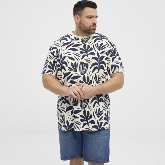 North Latitude T-shirt Allover Printed Navy - Trička - Trička nadměrné velikosti - 2XL-14XL