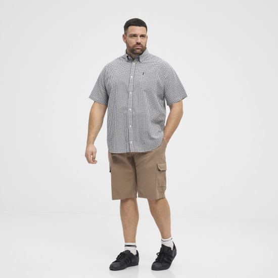 North Latitude Shirt Short Sleeve Checked Grey - Košile - Košile 2XL-10XL