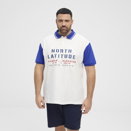 North Latitude Polo Short Sleeve Blue And White - Polokošile - Polokošile 2XL-8XL - Trička s límečkem 2XL-8XL