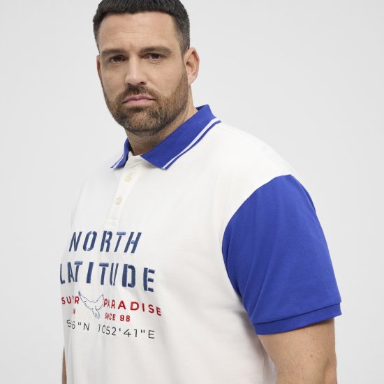 North Latitude Polo Short Sleeve Blue And White - Polokošile - Polokošile 2XL-8XL - Trička s límečkem 2XL-8XL