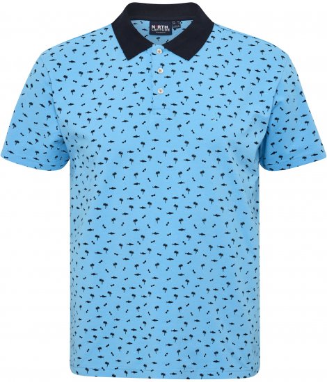 North Latitude Polo Pique Printed Turquoise TALL - PÁNSKÉ OBLEČENÍ MT-6XLT - TALL-velikosti